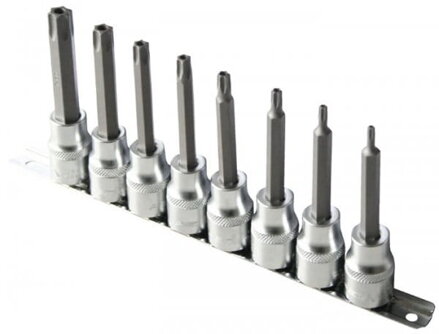 Sada 8ks nadstavcových bitov TORX TAMPER - 1/2'' L=100 
