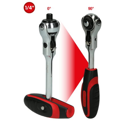 Mini račňa 1/4" otočná hlavica a rukoväť v tvare T