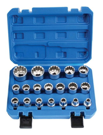 Sada 19ks nadstavcov SPLINE - 1/2″ - 8-32MM - (12-hranné)