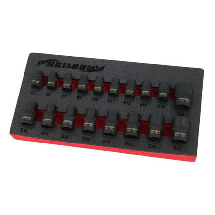 SADA ZÁSUVEK TORX E-TYPE 3/8 & 1/2 18EL