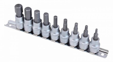 Sada 9ks bitov HEX 3/8'' + Lišta