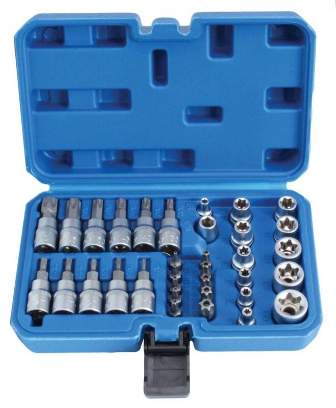 Sada 34ks nadstavcových kľúčov a bitov TORX - 3/8″ Sada 34ks nadstavcových kľúčov a bitov TORX - 3/8″