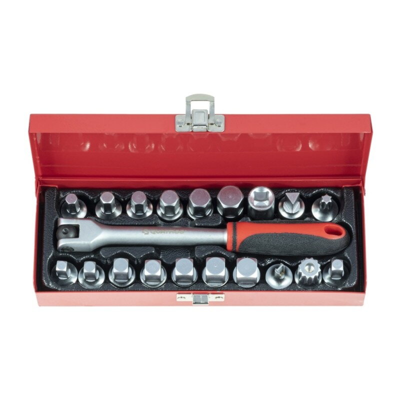 Sada 3/8" kľúčov na olejové zátky, 20 ks. Kľúče na vypúšťanie oleja a filter Quatros